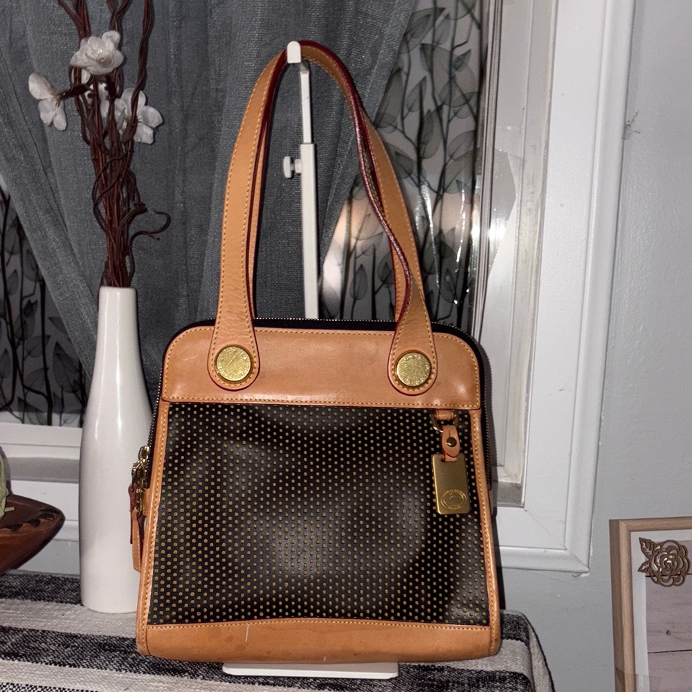Dooney and Burke made in USA Stylish Tan and Black Women's Handbag